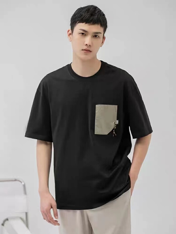New year in early spring! [Yeji] Korean version versatile foreign style contrast color pocket short sleeve T-shirt e85005# ZZL