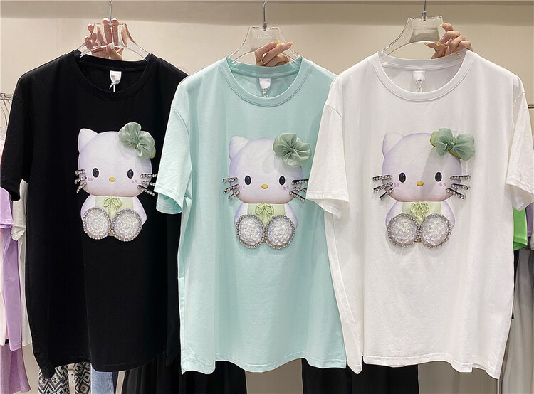 [NN] Korean loose and versatile funny pattern short sleeve T-shirt 9656# XYY