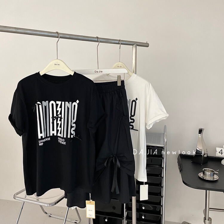 New year in early spring! [Dajia] Korean casual loose comfortable letter printed short sleeve T-shirt ys1-22060# CLS
