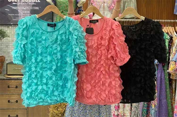 [N21] French round neck pleated design small shirt 8528# WPL
