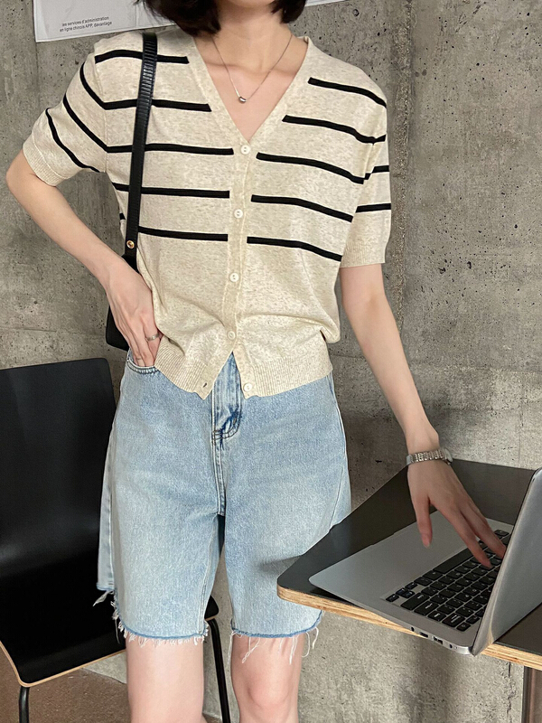 [C for her] Korean Short Sleeve Button knit 5187# XJ