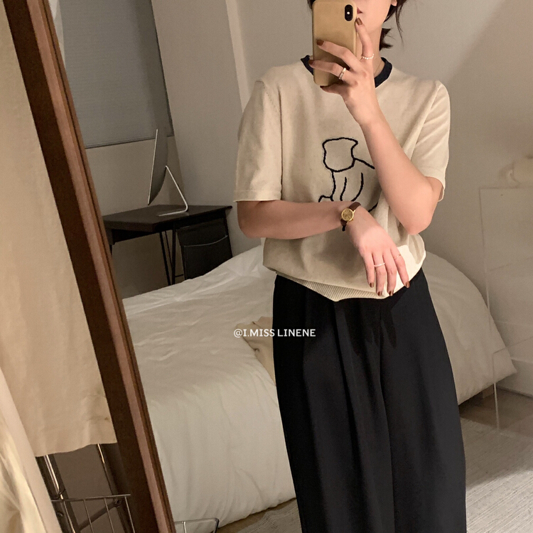 [Imiss] contrast color round neck fashion T-shirt cx0200# LSW