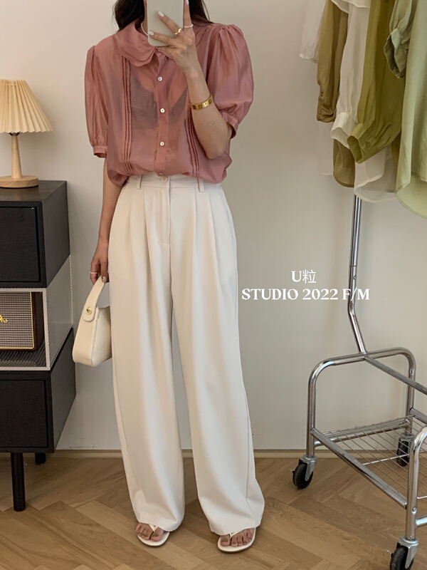 New in early summer! [U grain] Korean lotus leaf collar Tiansi temperament small shirt 5555# HBx
