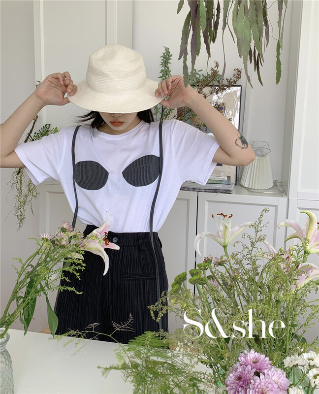 [S & she] chic design shoulder pad short sleeve T-shirt 1184a# XJ