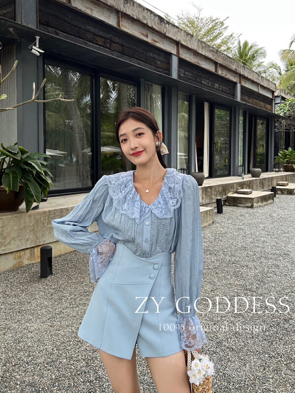 goods in stock! New year in early spring! [ZY] lace embroidered loose thin shirt 68138# ozq