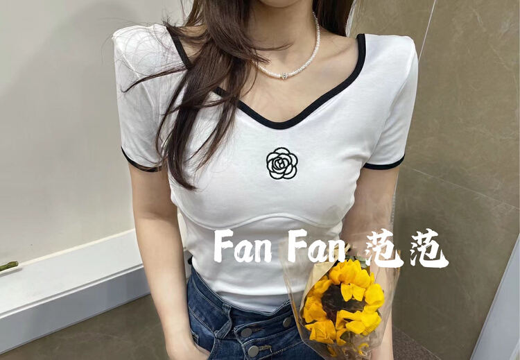 [fan fan] fashion temperament peach heart collar embroidered rose blouse 5559# JJ
