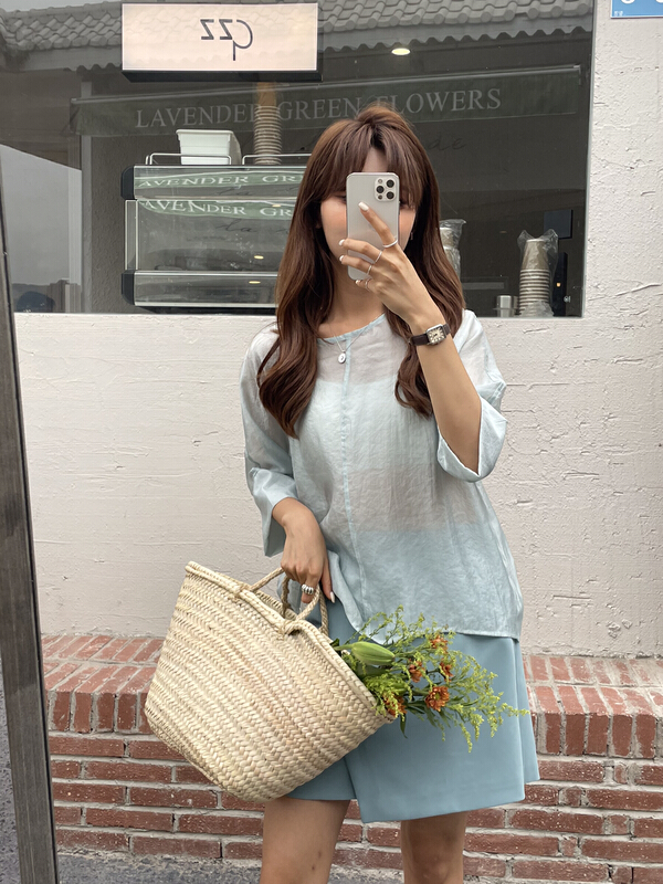 [she Su] Korean version simple design small shirt f2108# zxx