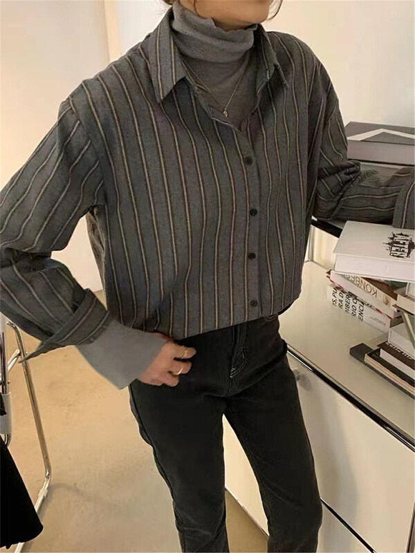 New year in early spring! [only love] stripe versatile slim shirt ys1-006# zxl