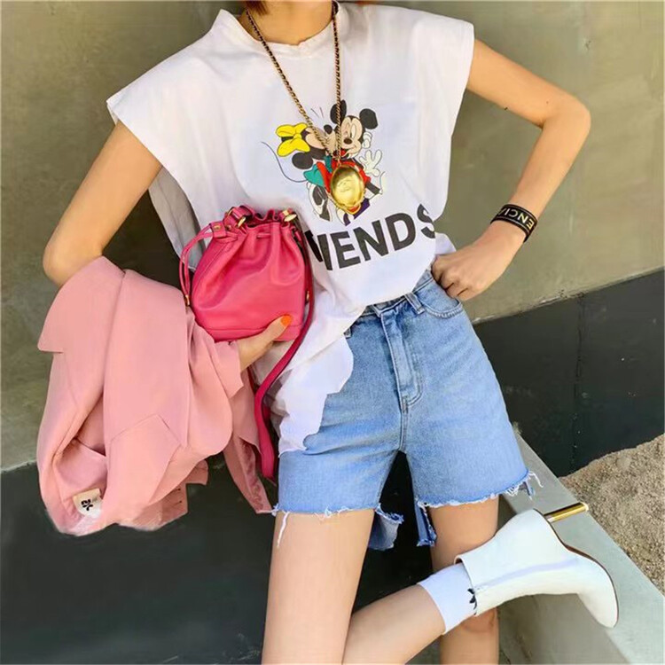 [wut / N Cola] Mickey sleeveless printed short sleeve T-shirt ys1-6701# LSL