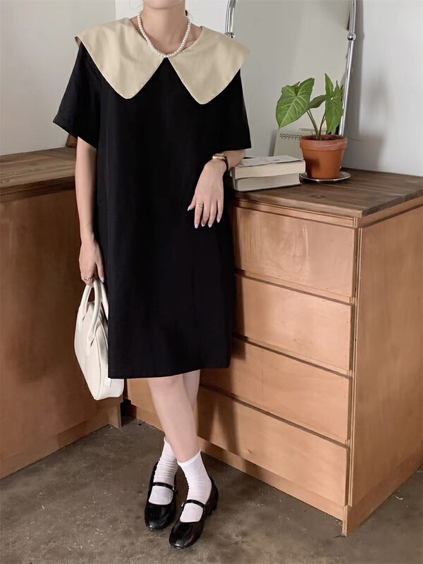 [L.L studio] contrast Lapel back bow dress 77125# PCZ