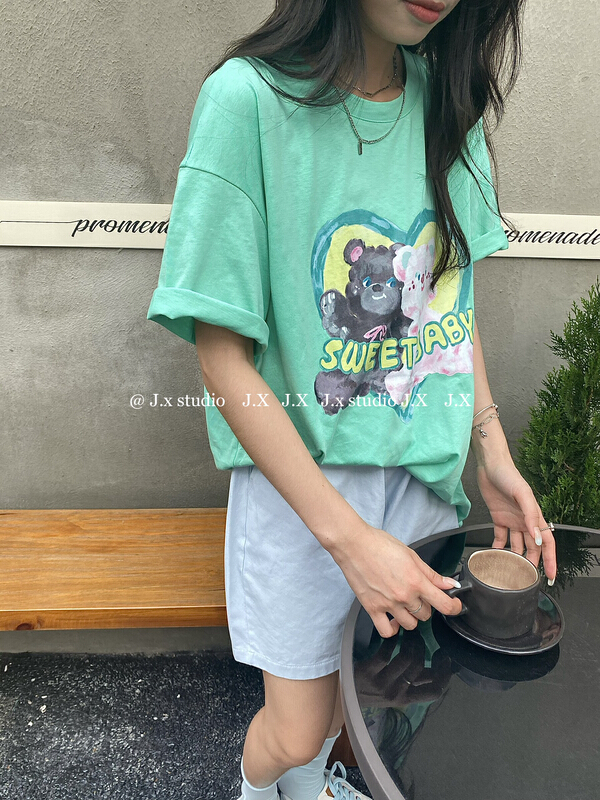 [JX] love bear printed short sleeved T-shirt (T-shirt only) 1059# WTT
