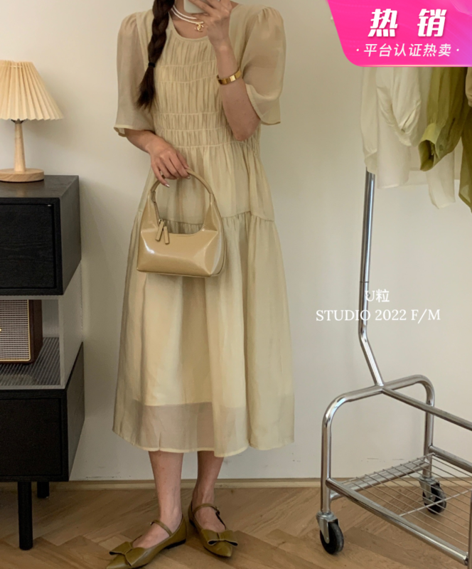 [u-grain] Korean candy color summer small fresh wrinkled dress 5656# HBx