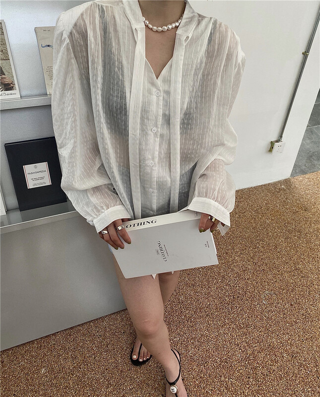 [open] lace up loose and versatile sunscreen shirt 3758# ozq