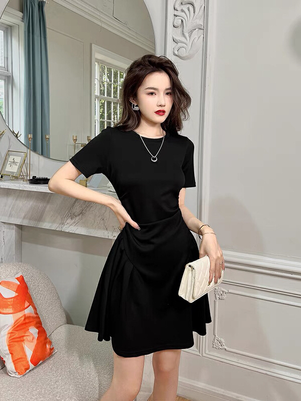 [JH] little women's solid color Pleated Dress (dress only) 41683# PCZ