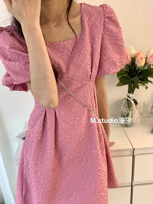 現貨!【MSTUDIO漫莎】翻領淑女氣質連衣裙(配腰包)  6650#  LL