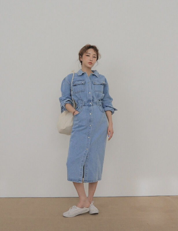 New year in early spring! [smile baby] Korean version Lapel waist buckle thin single breasted dress b2228# jhy