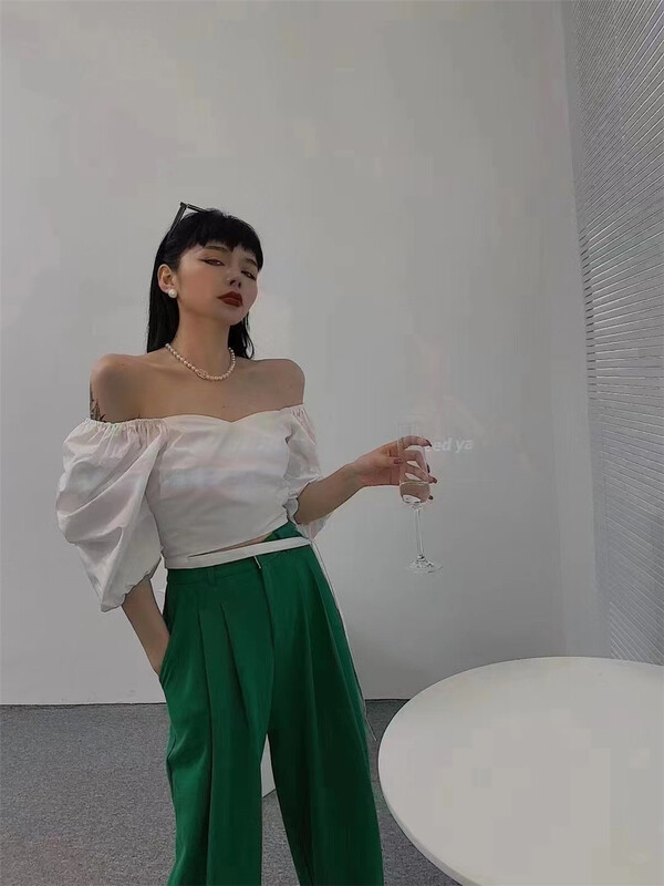[Yan Zhen] bandage solid color versatile blouse 2601# PCZ