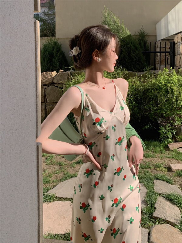 New in early summer! [AC] Vintage Women's rose print dress 1602# JJ