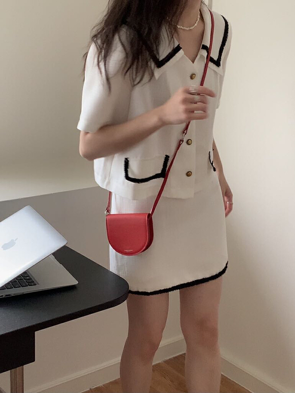 Original price 42.86! New in early summer! [Gabrielle] contrast hem versatile skirt b2239# zxl