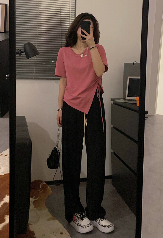 New year in early spring! [wgwe] Korean loose and slim drawstring lazy wide leg casual pants 1031# PCZ