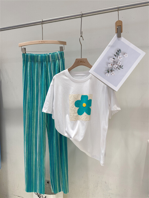 New in early summer! [Milo] elastic waist straight tube wide leg casual pants 88890# zyh