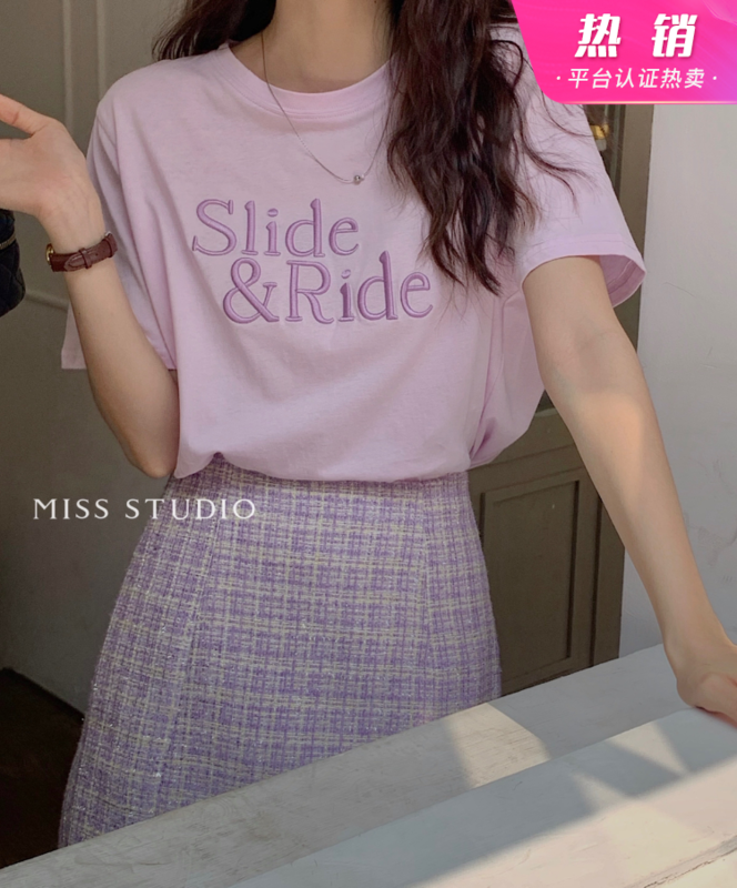【MISS密思家】刺繡字母百搭短袖T恤  Y8829#  ZJY