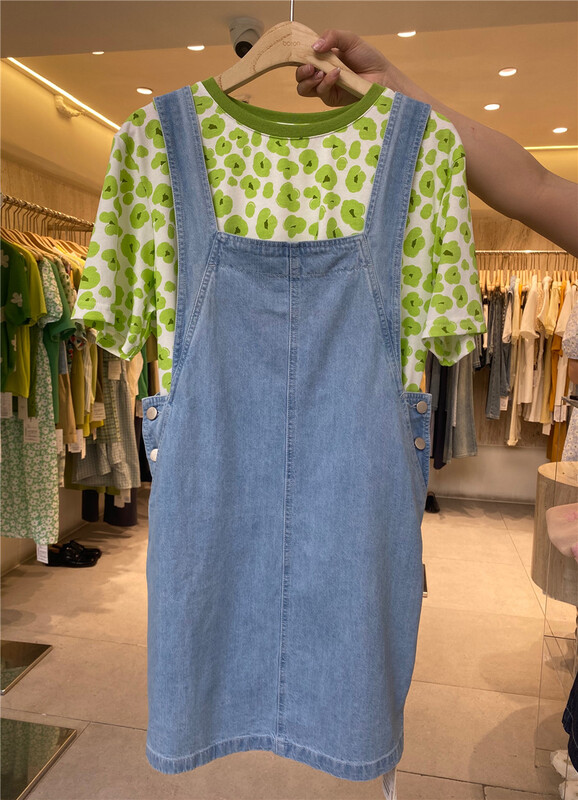 [Boran buran] Korean version straight tube versatile denim strap skirt (only strap skirt) 7325# LSW