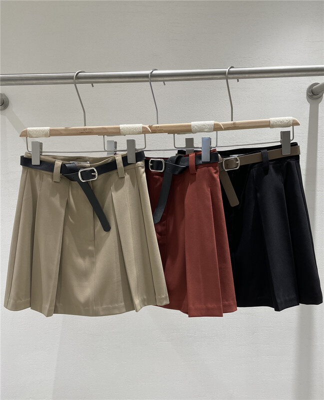 [DT] Korean solid color pleated skirt (with belt) q9796# lwy