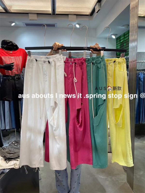 goods in stock! [aus] Korean style comfortable jeans with holes g580# LSW