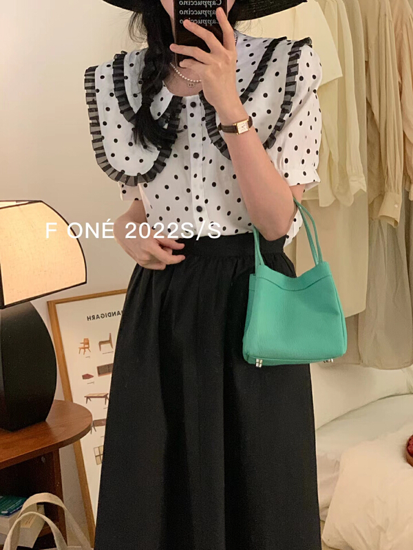 [f one] temperament lady double layer doll collar wave point shirt 66112# WPL