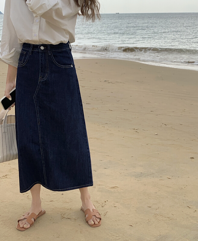 New year in early spring! [meet me] fashion A-line denim skirt 81053# L