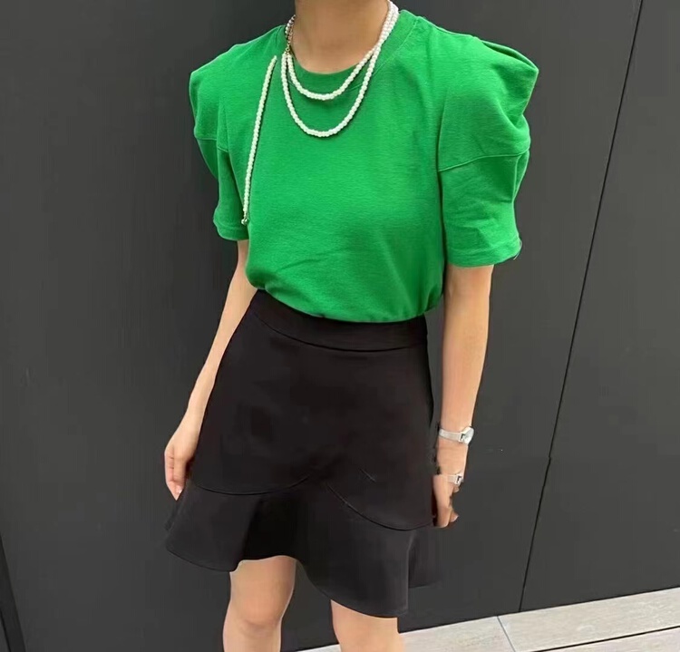 New in early summer! [3C +] simple solid color versatile short sleeve T-shirt (with chain) (without shoulder pad) ys1-5050# ZZL