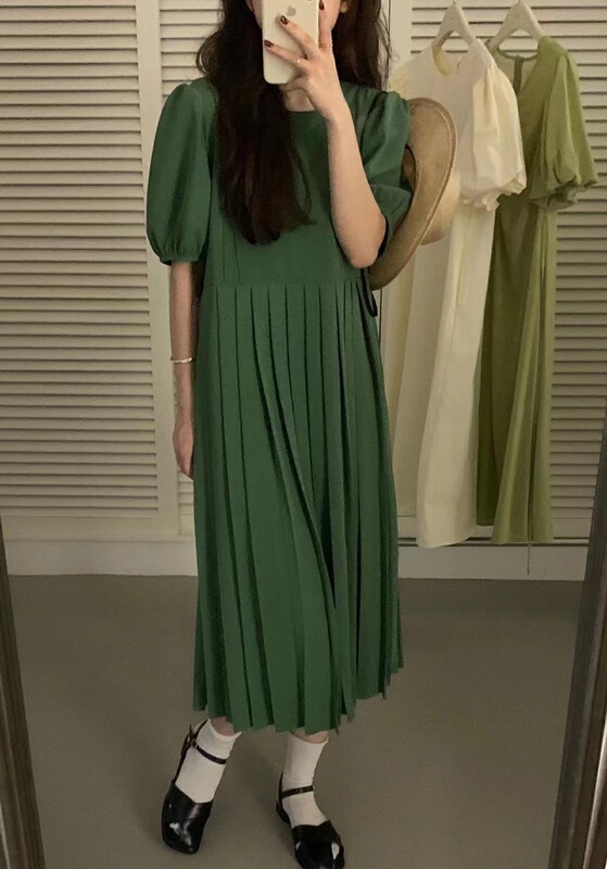 goods in stock! New in early summer! [Jin. C] Korean simple Pleated Dress h3027# XYY