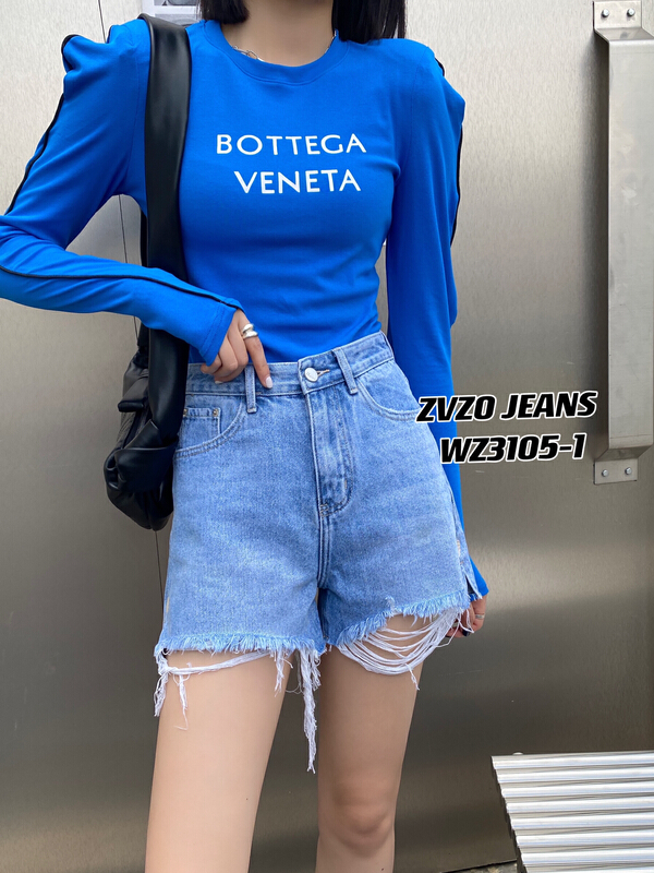 [zvzo] love embroidered rough denim shorts wz3105-1# CLS