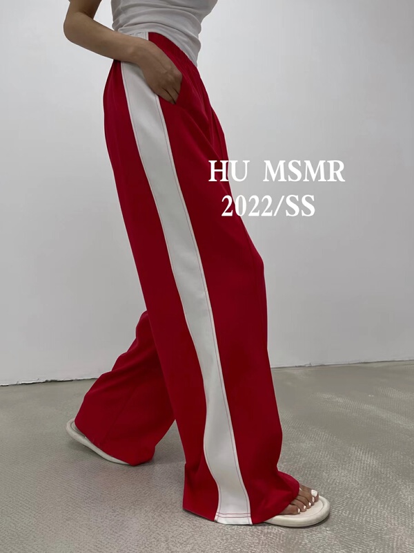 [Hu] comfortable and versatile color matching casual pants 6891# zyh