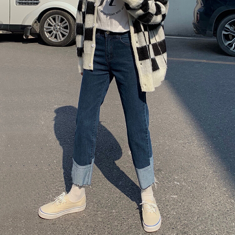 goods in stock! New year in early spring! [timely rain] Han Feng ins simple and versatile jeans f3259# jhy