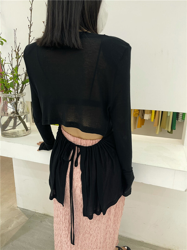 [VI. Liu Liu] fashion sunscreen shirt with hollow back 60332c# zxx