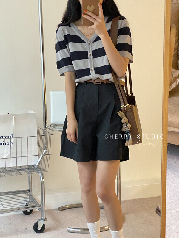 New in early summer! [cherry studio] Korean fashion comfortable casual shorts (with belt) 5093# HBx
