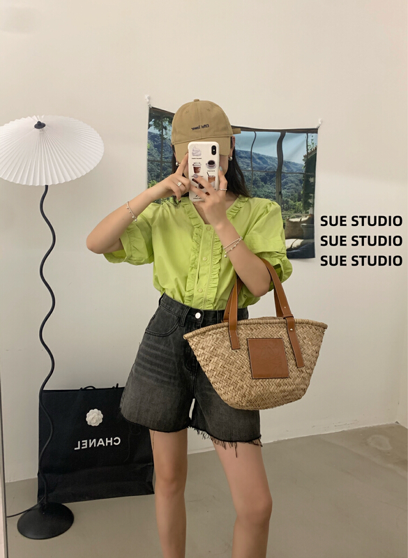 [Sue studio] fashionable and versatile small shirt 22278# zjy