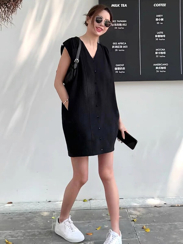 [yayirou] simple temperament V-neck medium length vest 5973# zyh