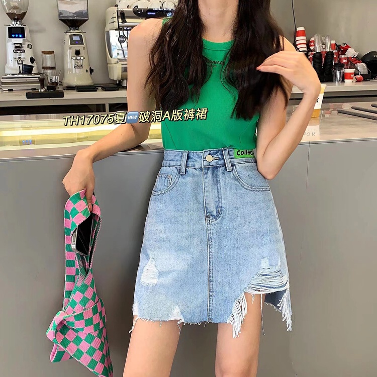 [T.H] fashion skirt with holes 17075# LSW