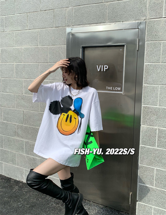 [fish Yu] spoof smiley face 3D printed short sleeve T-shirt 22003# LSL