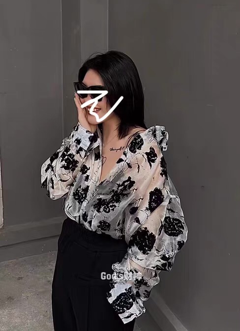 [c.h.z] Vintage Rose temperament versatile shoulder pad sunscreen shirt 78050# WTT