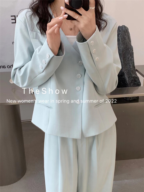 Original price 99.00! [the show] temperament and texture V-neck jacket 10038# CLS