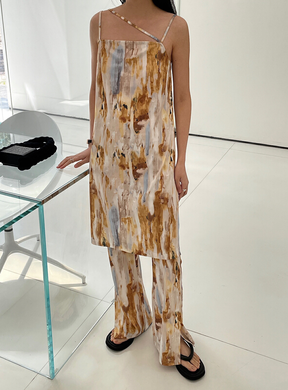 [Hello September] printed Pullover Pleated Dress m2452# CLS