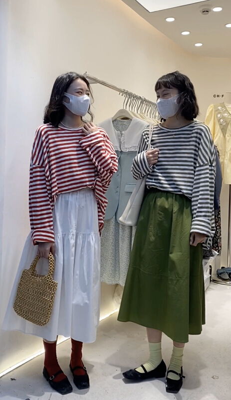 New year in early spring! [c.hfeiyang] crew neck solid color Pinstripe Pullover long sleeve T-shirt 3713# HBx