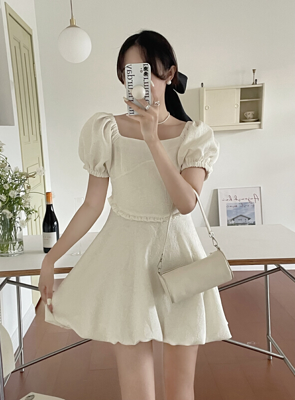[JH] bubble sleeve fashion versatile dress (excluding matching) 41743# PCZ