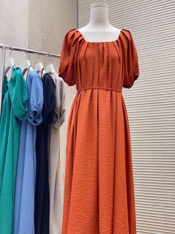 New in early summer! [believe] fashion temperament wrinkled design loose dress (with waist rope) bl8571# cqw
