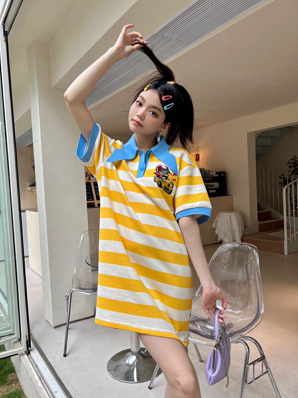 [YT] contrast Stripe Polo short sleeve dress cs5757# PCZ