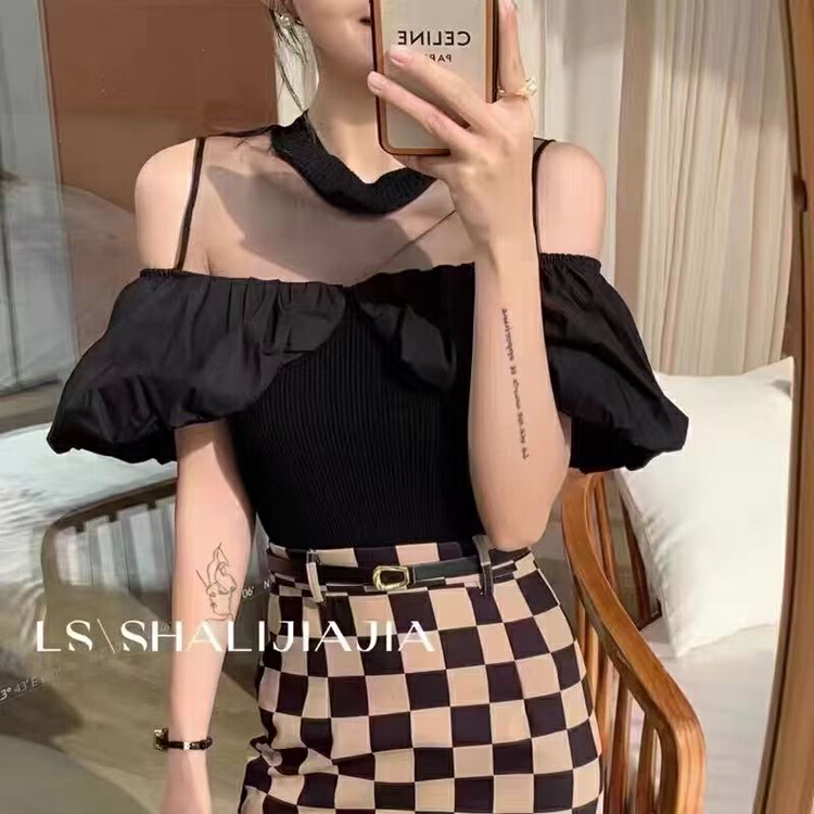 New in early summer! [small clothes] Korean off shoulder versatile shirt 1276# Cl